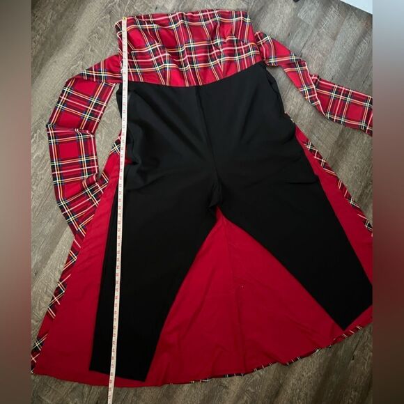 New York & Company Tartan Bow Waist Train Jumpsuit-Size 2X - Picture 9 of 9
